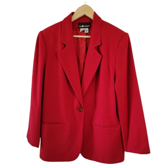 VTG SAG HARBOR 100% Wool Women's Blazer Sz 12 Single Breasted Office Career - Picture 12 of 12